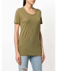 olivgrünes T-Shirt mit einem Rundhalsausschnitt von Isabel Marant Etoile