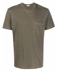 olivgrünes T-Shirt mit einem Rundhalsausschnitt von James Perse