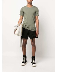 olivgrünes T-Shirt mit einem Rundhalsausschnitt von Rick Owens