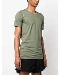 olivgrünes T-Shirt mit einem Rundhalsausschnitt von Rick Owens