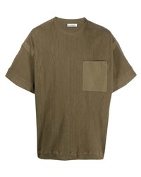 olivgrünes T-Shirt mit einem Rundhalsausschnitt von Jil Sander