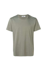 olivgrünes T-Shirt mit einem Rundhalsausschnitt von Jil Sander
