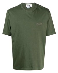 olivgrünes T-Shirt mit einem Rundhalsausschnitt von Junya Watanabe