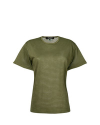 olivgrünes T-Shirt mit einem Rundhalsausschnitt von Junya Watanabe