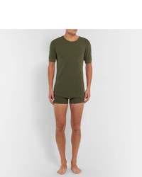 olivgrünes T-Shirt mit einem Rundhalsausschnitt von Schiesser