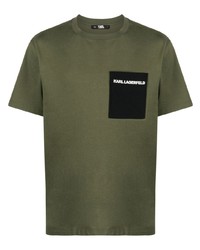 olivgrünes T-Shirt mit einem Rundhalsausschnitt von Karl Lagerfeld