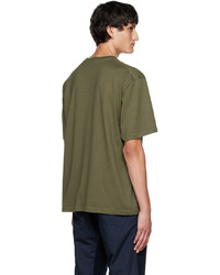 olivgrünes T-Shirt mit einem Rundhalsausschnitt von Nanamica