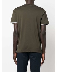 olivgrünes T-Shirt mit einem Rundhalsausschnitt von Canali