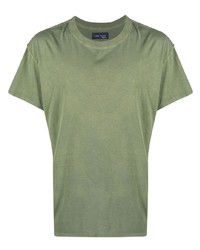 olivgrünes T-Shirt mit einem Rundhalsausschnitt von Les Tien