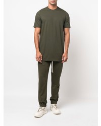 olivgrünes T-Shirt mit einem Rundhalsausschnitt von Rick Owens