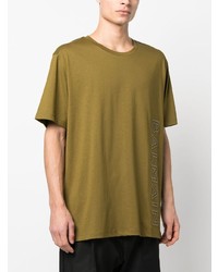 olivgrünes T-Shirt mit einem Rundhalsausschnitt von Balmain