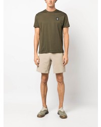 olivgrünes T-Shirt mit einem Rundhalsausschnitt von Stone Island