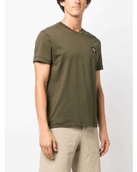 olivgrünes T-Shirt mit einem Rundhalsausschnitt von Stone Island