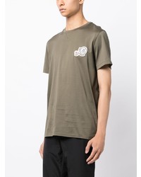 olivgrünes T-Shirt mit einem Rundhalsausschnitt von Moncler