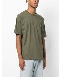 olivgrünes T-Shirt mit einem Rundhalsausschnitt von A Bathing Ape