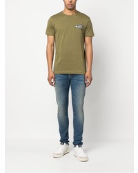 olivgrünes T-Shirt mit einem Rundhalsausschnitt von Diesel