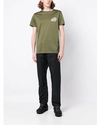 olivgrünes T-Shirt mit einem Rundhalsausschnitt von Moncler