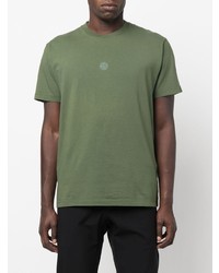 olivgrünes T-Shirt mit einem Rundhalsausschnitt von Stone Island