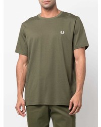 olivgrünes T-Shirt mit einem Rundhalsausschnitt von Fred Perry