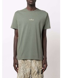 olivgrünes T-Shirt mit einem Rundhalsausschnitt von Stone Island