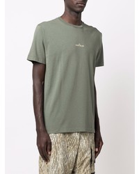 olivgrünes T-Shirt mit einem Rundhalsausschnitt von Stone Island