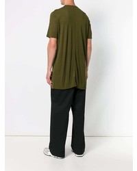 olivgrünes T-Shirt mit einem Rundhalsausschnitt von Rick Owens