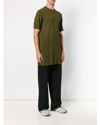 olivgrünes T-Shirt mit einem Rundhalsausschnitt von Rick Owens