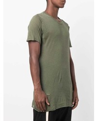 olivgrünes T-Shirt mit einem Rundhalsausschnitt von Rick Owens