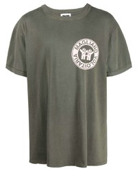 olivgrünes T-Shirt mit einem Rundhalsausschnitt von Magliano