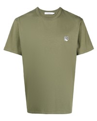 olivgrünes T-Shirt mit einem Rundhalsausschnitt von MAISON KITSUNÉ