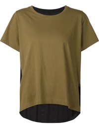 olivgrünes T-Shirt mit einem Rundhalsausschnitt von MM6 MAISON MARGIELA