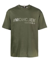 olivgrünes T-Shirt mit einem Rundhalsausschnitt von MONCLER GRENOBLE