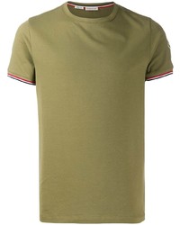 olivgrünes T-Shirt mit einem Rundhalsausschnitt von Moncler