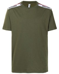 olivgrünes T-Shirt mit einem Rundhalsausschnitt von Moschino