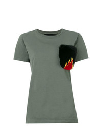 olivgrünes T-Shirt mit einem Rundhalsausschnitt von Mr & Mrs Italy