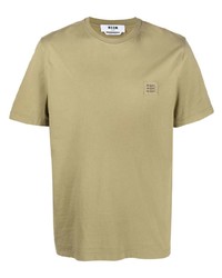 olivgrünes T-Shirt mit einem Rundhalsausschnitt von MSGM