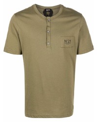 olivgrünes T-Shirt mit einem Rundhalsausschnitt von N°21