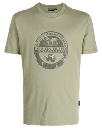 olivgrünes T-Shirt mit einem Rundhalsausschnitt von Napapijri
