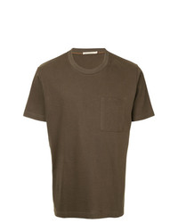 olivgrünes T-Shirt mit einem Rundhalsausschnitt von Nudie Jeans Co