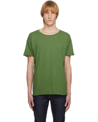 olivgrünes T-Shirt mit einem Rundhalsausschnitt von Nudie Jeans