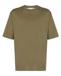 olivgrünes T-Shirt mit einem Rundhalsausschnitt von Off-White