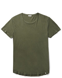 olivgrünes T-Shirt mit einem Rundhalsausschnitt von Orlebar Brown