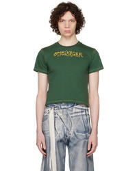 olivgrünes T-Shirt mit einem Rundhalsausschnitt von Ottolinger