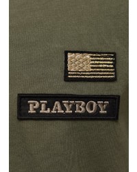 olivgrünes T-Shirt mit einem Rundhalsausschnitt von Playboy