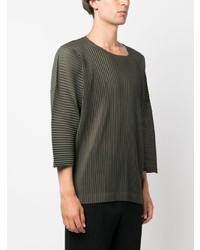 olivgrünes T-Shirt mit einem Rundhalsausschnitt von Homme Plissé Issey Miyake