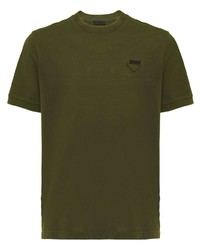 olivgrünes T-Shirt mit einem Rundhalsausschnitt von Prada