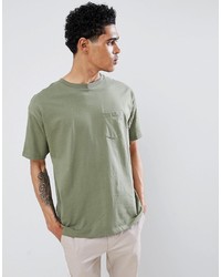 olivgrünes T-Shirt mit einem Rundhalsausschnitt von Pull&Bear