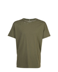 olivgrünes T-Shirt mit einem Rundhalsausschnitt von R13