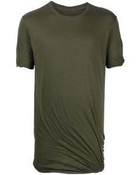 olivgrünes T-Shirt mit einem Rundhalsausschnitt von Rick Owens