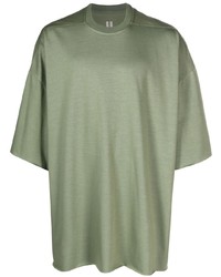 olivgrünes T-Shirt mit einem Rundhalsausschnitt von Rick Owens